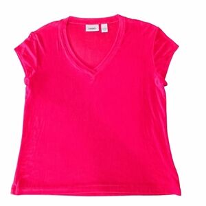 Chico's Vibrant Pink V-Neck Blouse Size 3